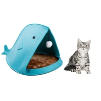 felt shark shape pet cat beds small dog house nest portable foldable puppy house mats kitten beds pet product u3