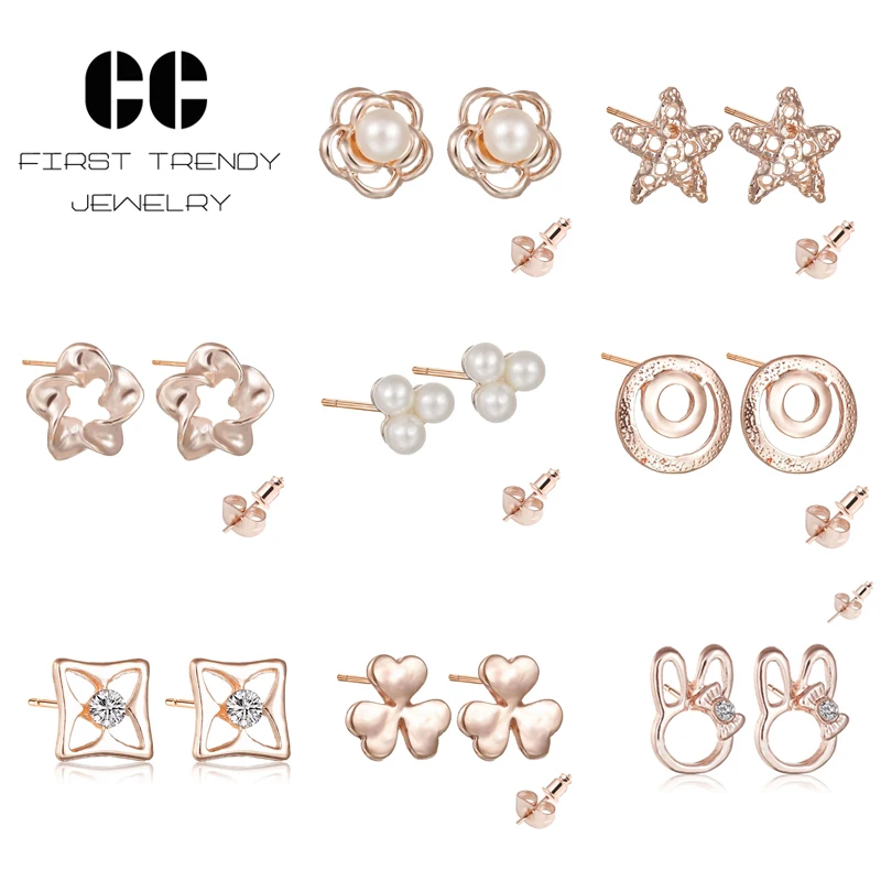 Золотые серьги гвоздики в форме звезды с жемчугом для женщин 2019 новые модные