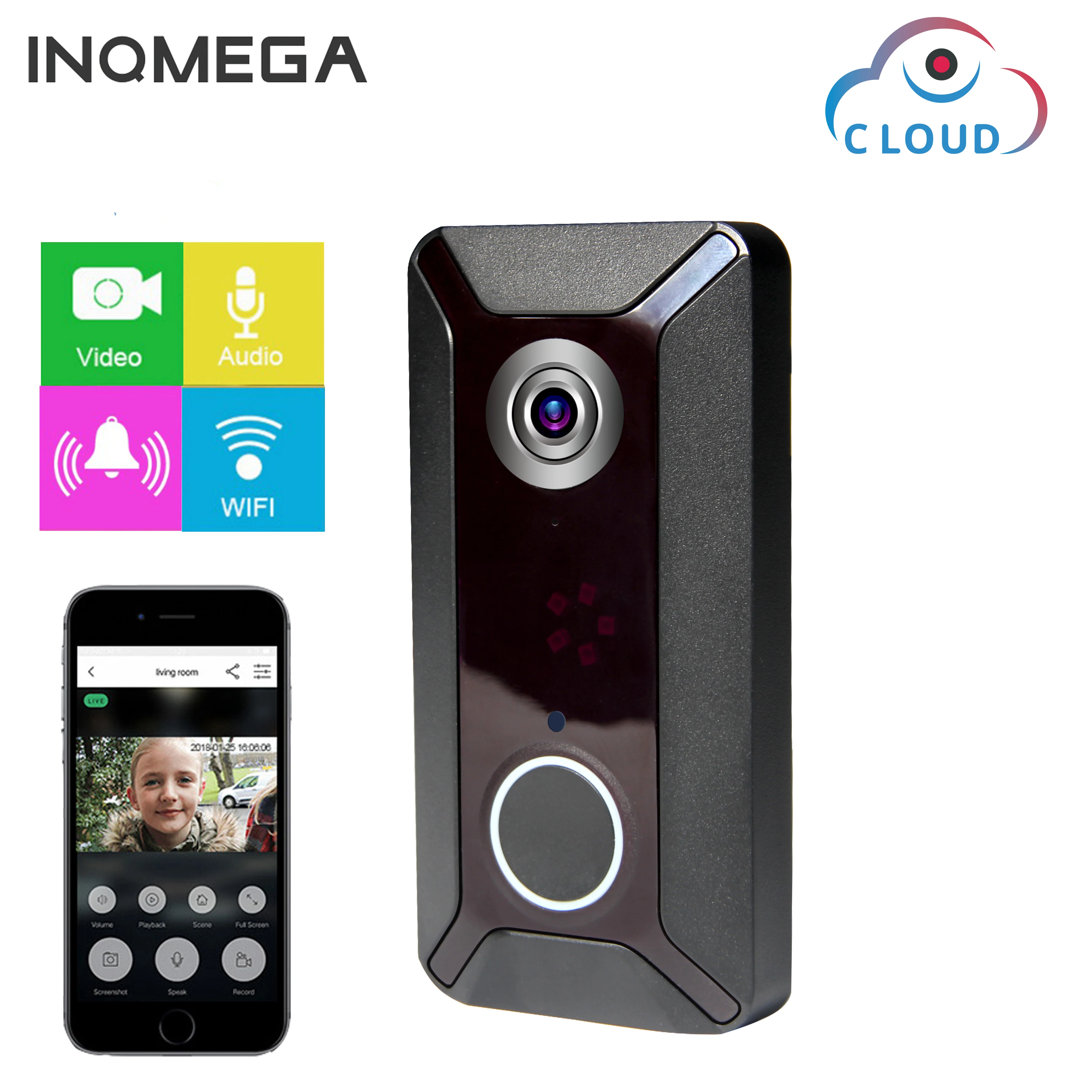 Inqmega Wifi Intercom Video Deur Deurbel Smart Ip Video Telefoon Deurbel Camera Voor Appartementen Ir Alarm Draadloze Beveiliging Camera