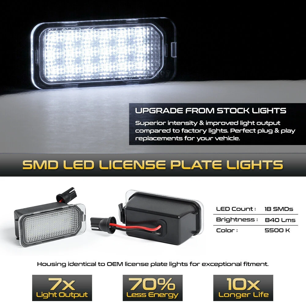 2 шт Автомобильный светодиодный номерной знак светильник лампы для Ford Focus 3 Kuga 1 Grand