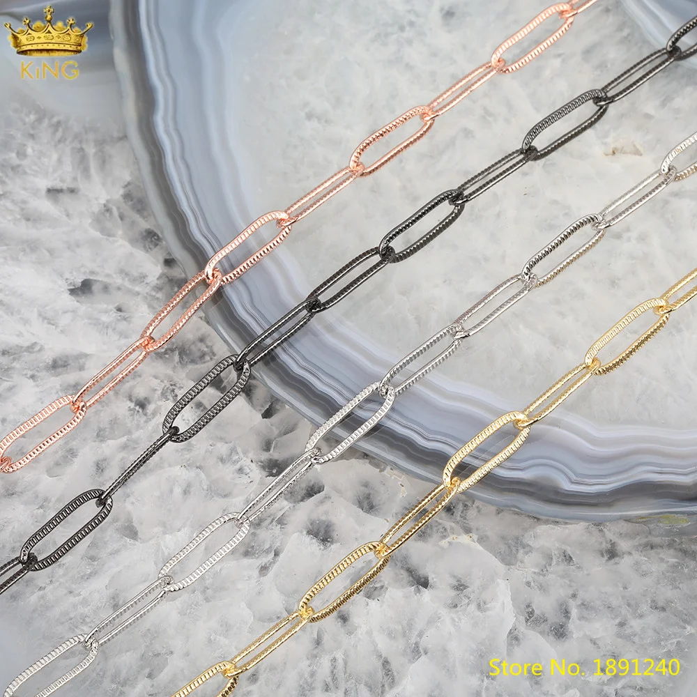 

5Meters 5X15mm Plated Platinum Black Rose Gold Metal Screw Clasps Retention Chains For DIY Bracelet Jewelry Making YLLT-12KBAF