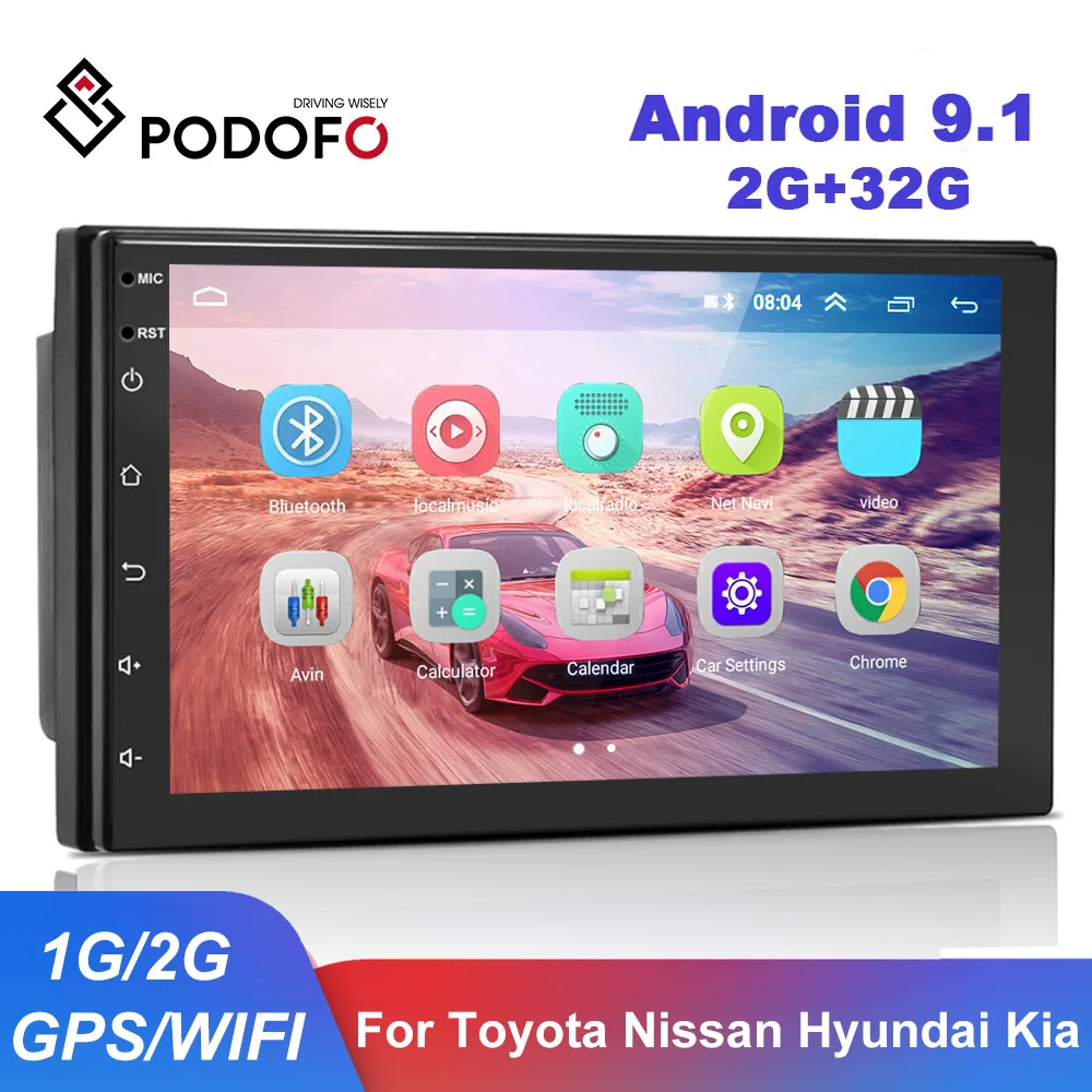 Автомагнитола Podofo 2 din Android 9 1 GPS мультимедийный плеер 7 дюймов для Volkswagen Nissan Hyundai Kia