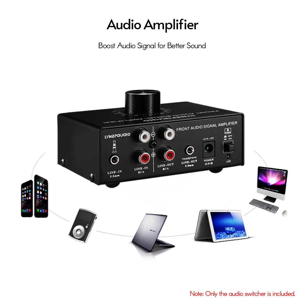 

Electronic Audio Amplifier Compact Stereo Amp Preamplifier with RCA Input & Output Jacks 3.5mm Port Volume Control for Speakers