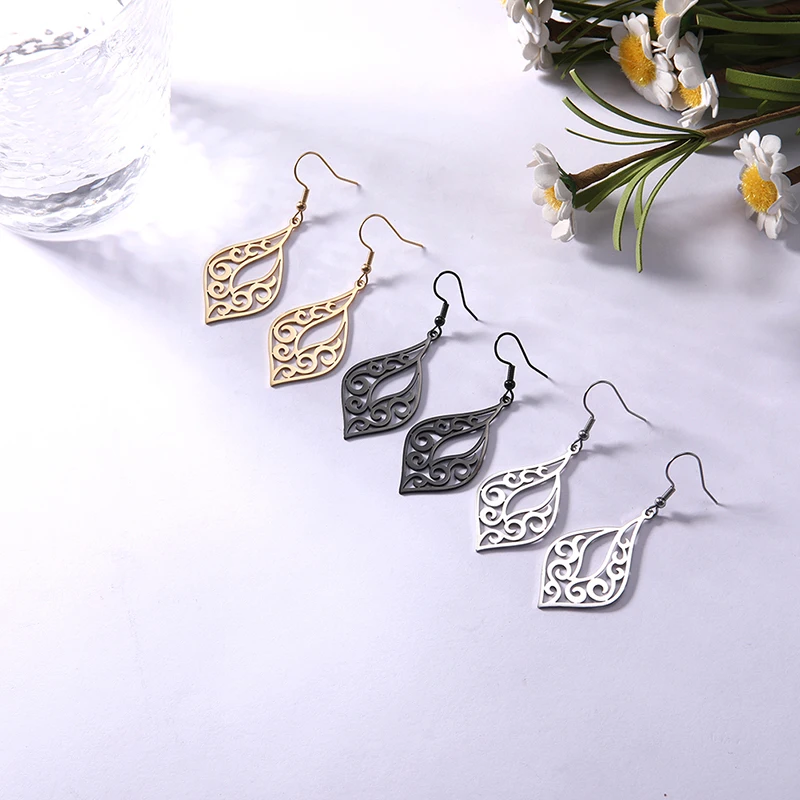 

Sipuris Filigree Earrings for Women Stainless Steel Vintage Ethnic Bohemia Filigree Tear Dangle Drop Earrings Jewelry