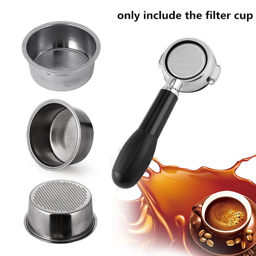 

51mm Stainless Steel Filter Basket 2 Cups Single Wall Non-Pressurized Coffee Machine Filter Reusable Washable for Espresso