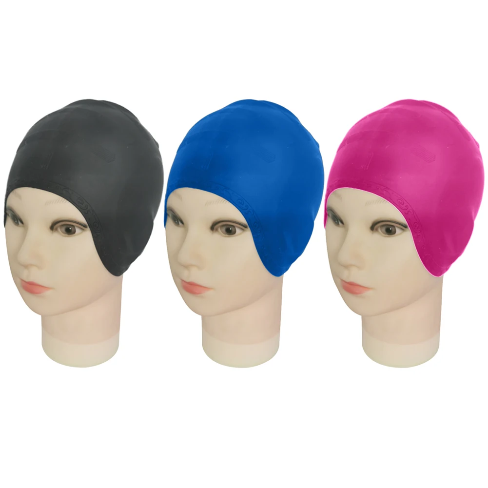 

Silicone Swimming Cap Men Women Adults Swim Pool Waterproof Ear Protection Sports Elastic Diving Hat