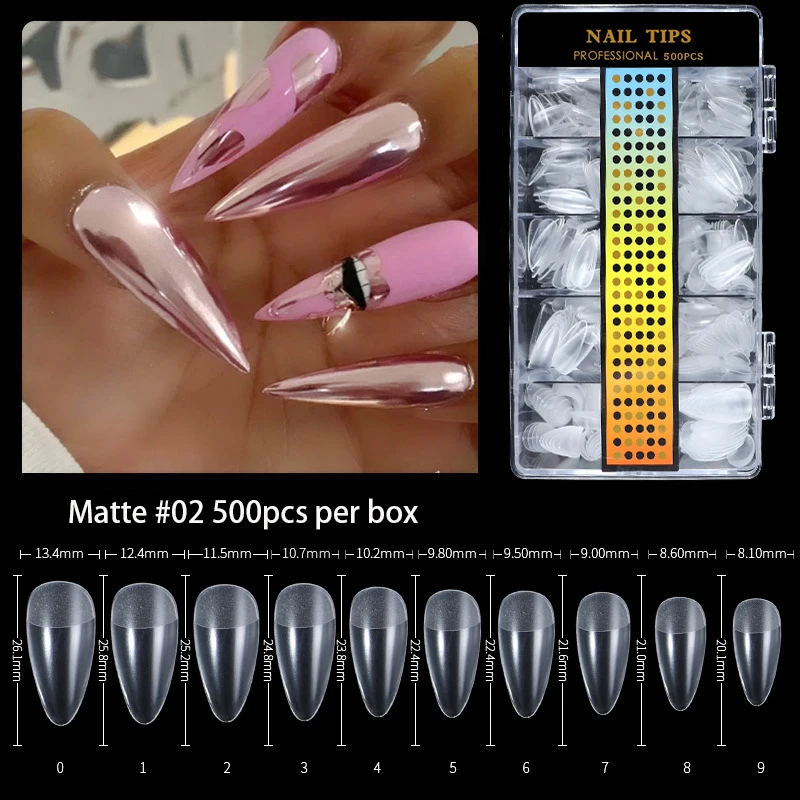 500 шт. поддельные Длинные накладные ногти Clear/натуральный кривая C искусственного