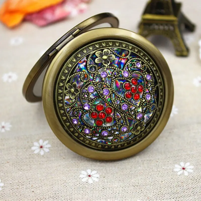 Лидер продаж складное карманное зеркало круглые компактные двухсторонние