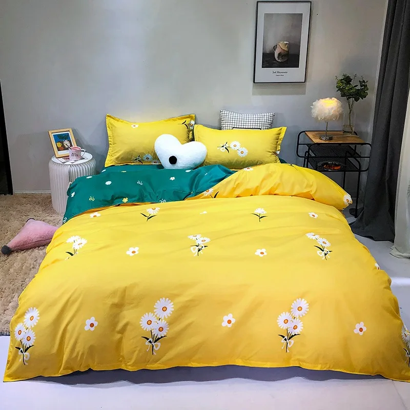 

Nordic 4PCS 240X220 King Size Bedding Set Plant Leaf Floral Printed Duvet Cover With Pillowcase Bed Linen Sheet Bedclothes