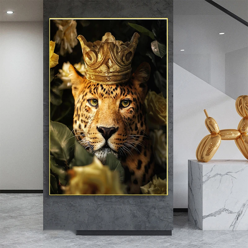 

Beast Animal Canvas Painting Wall Art In Me the Tiger Sniffs The Rose Series Poster Prints For Living Room Home Decor Cuadros