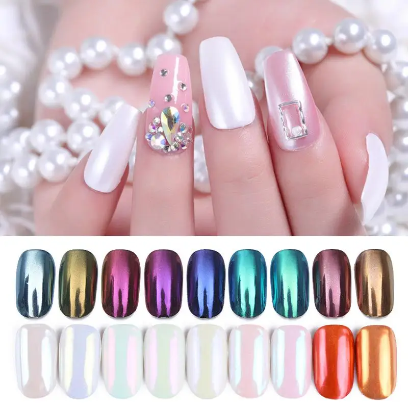 

1 Box Neon sparkle Mirror Nail Glitter Pearl Powder Auroras Iridescent Effect Nails Pigment Dust UV Gel Polish Decor