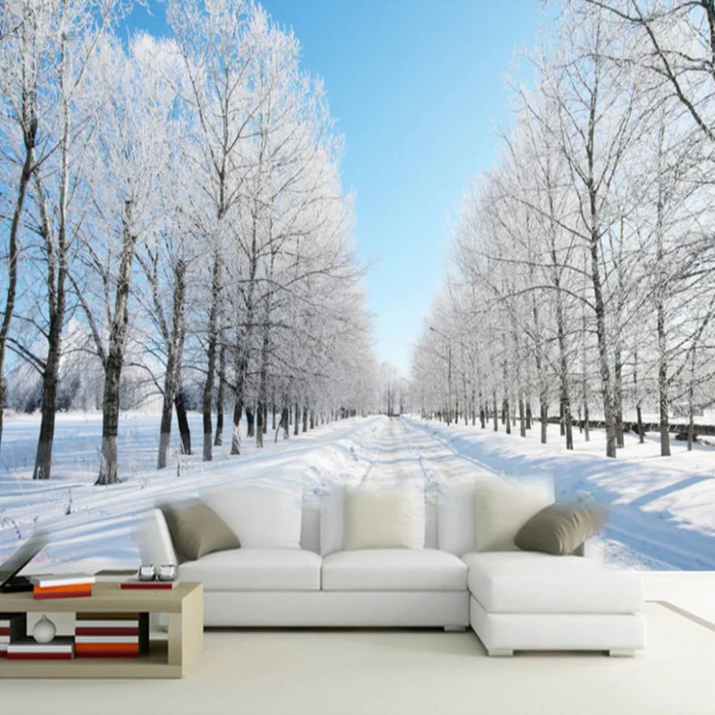Прямая поставка Пользовательские 3D Настенные обои Романтический красивый снег