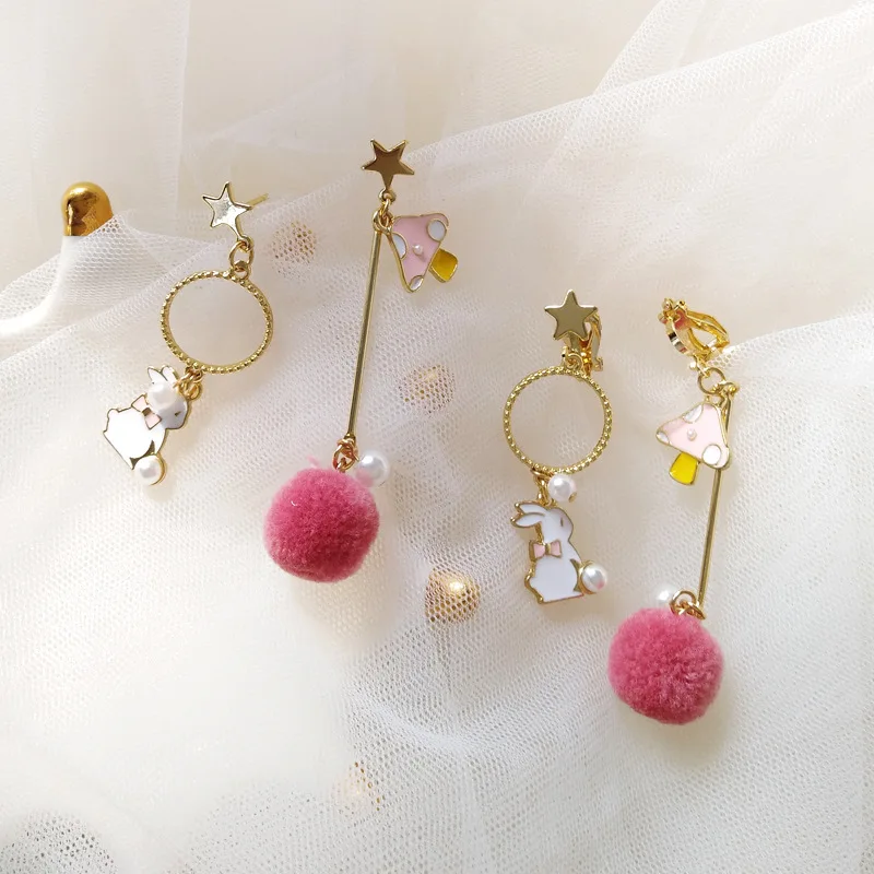 Серьги-подвески с изображением маленького кролика красных волос | Украшения и