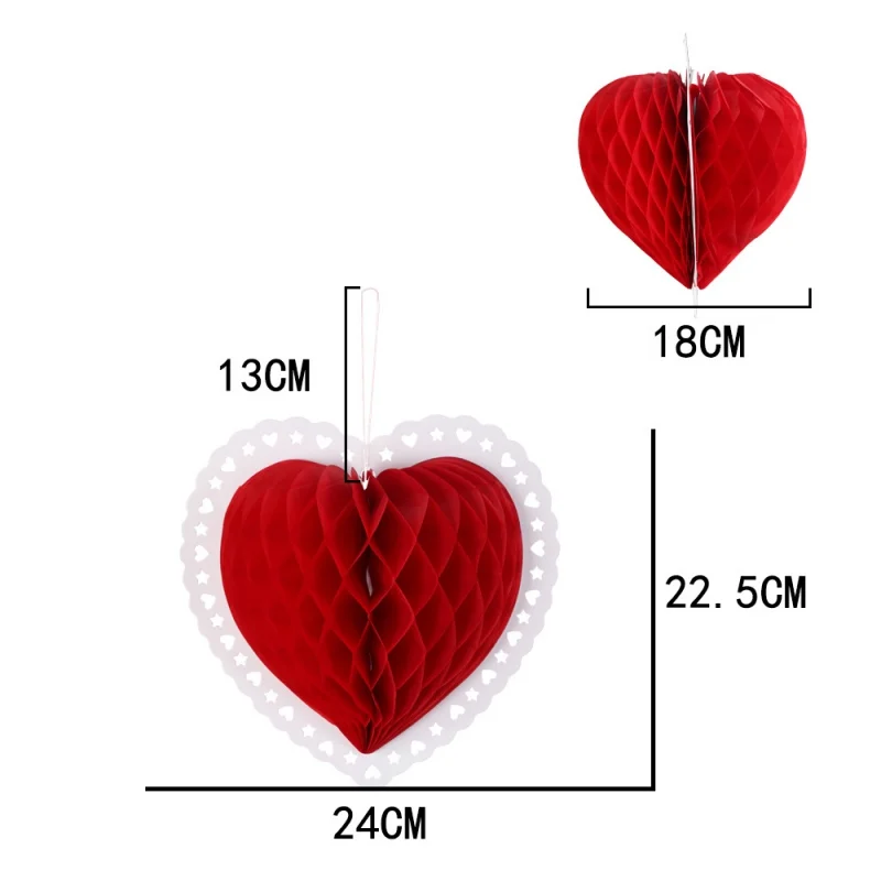 

Heart Shaped Honeycomb Ball Wedding Valentine's Day Paper Ball Hanging Decoration
