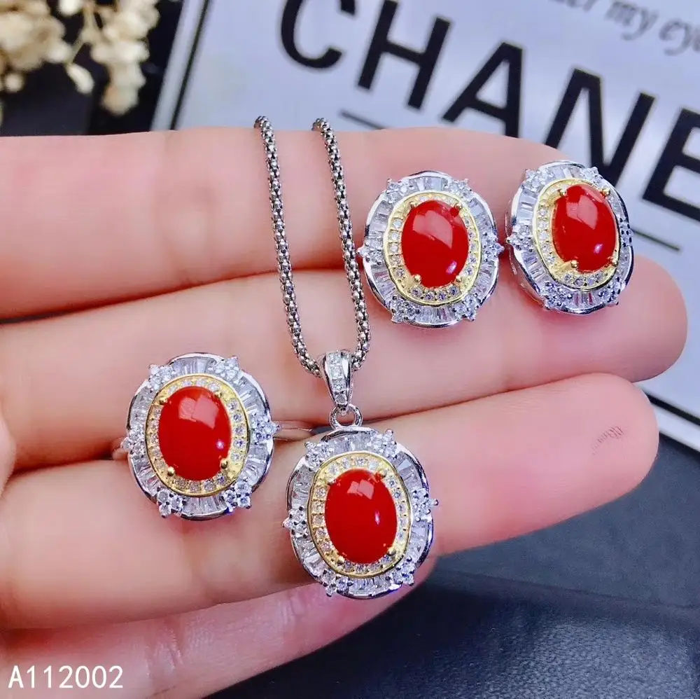 KJJEAXCMY Изящные Ювелирные изделия из натурального красного кораллового