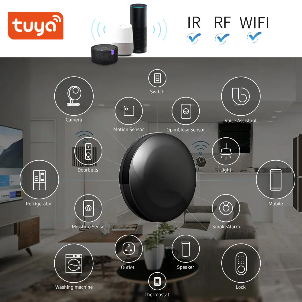 TUYA Smart Home IR+RF+4G Tv Light air fan DVD Switch Remote Control Controller Intelligent for Alexa Google home Yandex Alice |