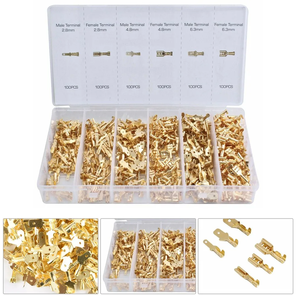 

600 Pieces Of Non-insulated Terminal Connector Set Male And Female Set Wire Power Tool Non-insulated Terminal Connector ASTA