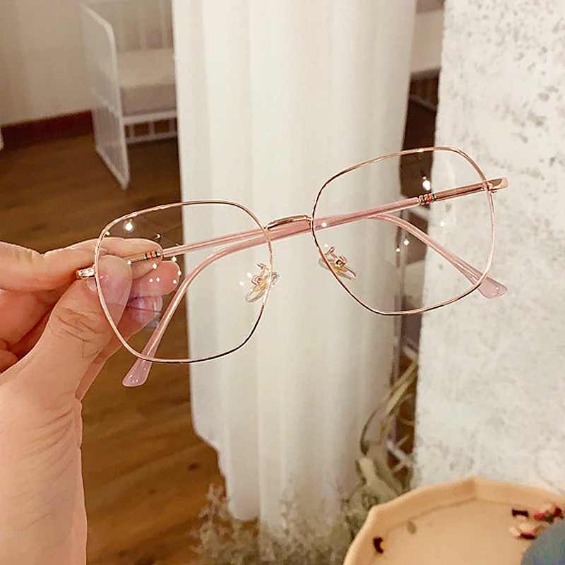 Винтажные Квадратные прозрачные очки из сплава с полигоном для женщин новые