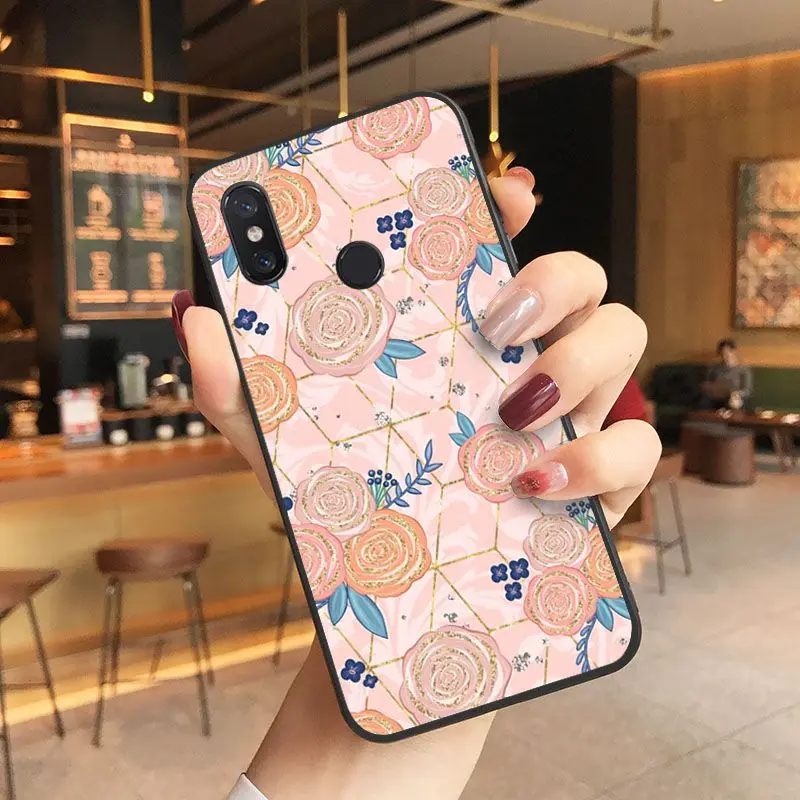 Sequin flower art pattern Luxury Soft TPU Coque For Xiaomi Mi MIX2 MIX2S MAX2 MAX3  F1 5 Note2 Note3 Coque Shell Cellphones