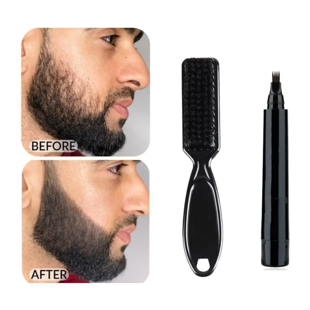 

Beard Pen Beard Filler Pencil And Brush Beard Enhancer Shaping Waterproof Tools Coloring Moustache D0N3