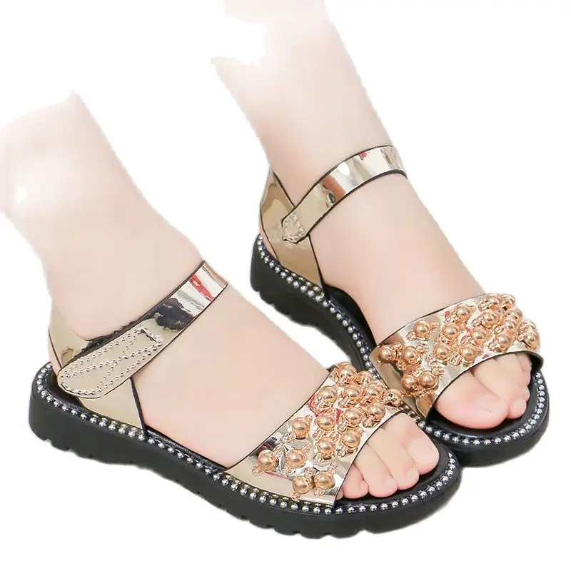 Женский Детские Сандалии Летняя обувь для девочек со стразами Модное платье