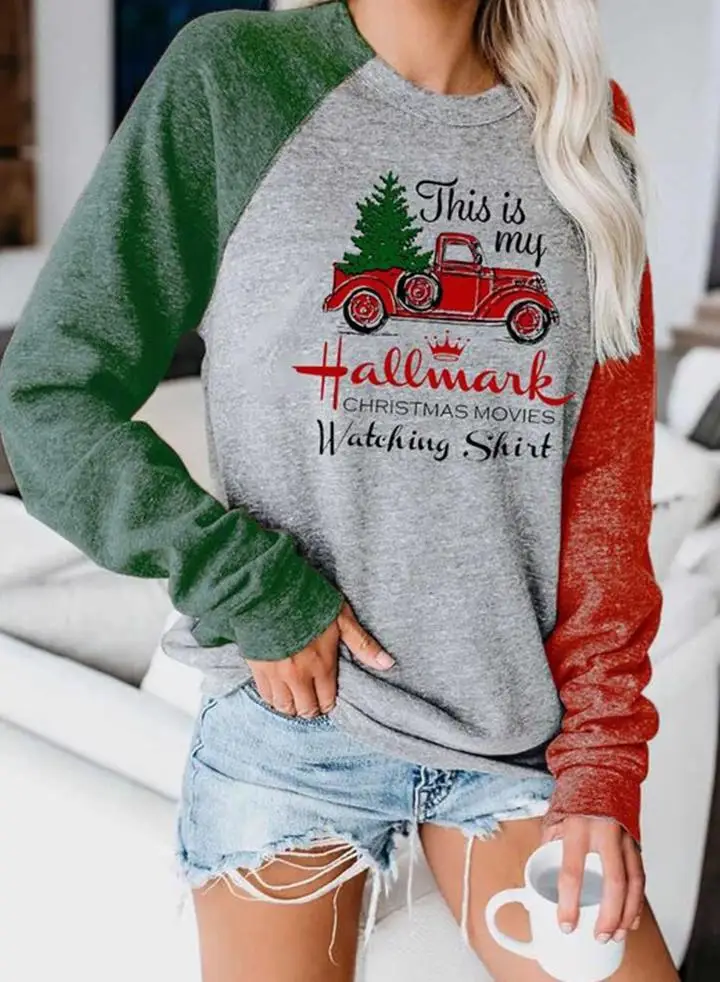 

Это моя Hallwark Рождество движется просмотра рубашка пикап с рождественской елкой Женский свитшот с принтом зеленого и красного цвета с рукав...