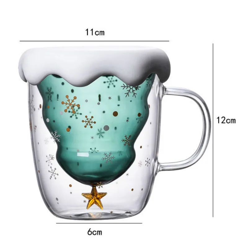 Новая Рождественская елка вакуумная кружка из двойного стекла с защитой от