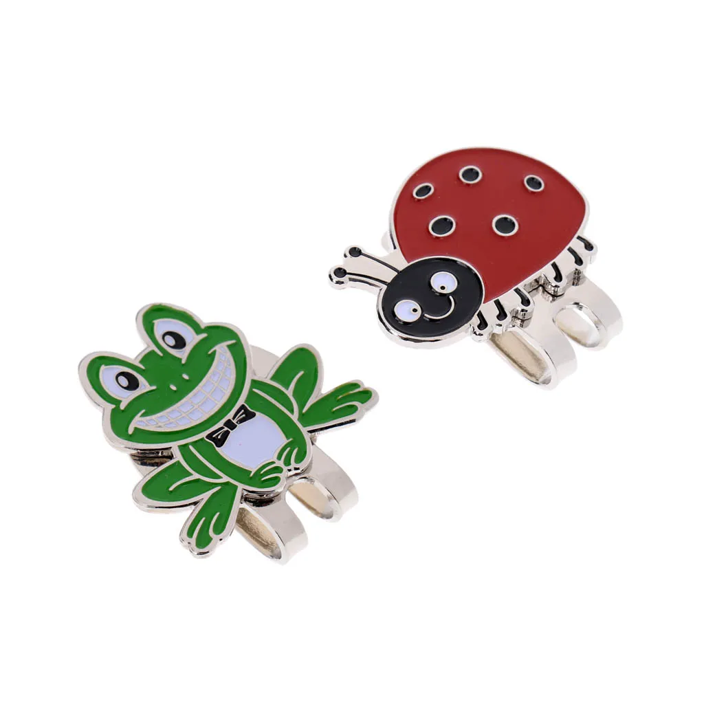 Set of 2 Magnetic Standard Golf Ball Mark Hat Clip with Frog & Ladybug Design for Men Women Kids Training Aid | Спорт и