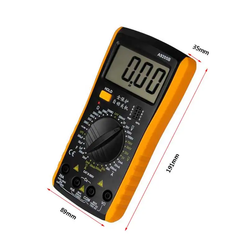 DM9205A 1999 отсчетов мультиметр AC DC Цифровой профессиональный тестер емкостный