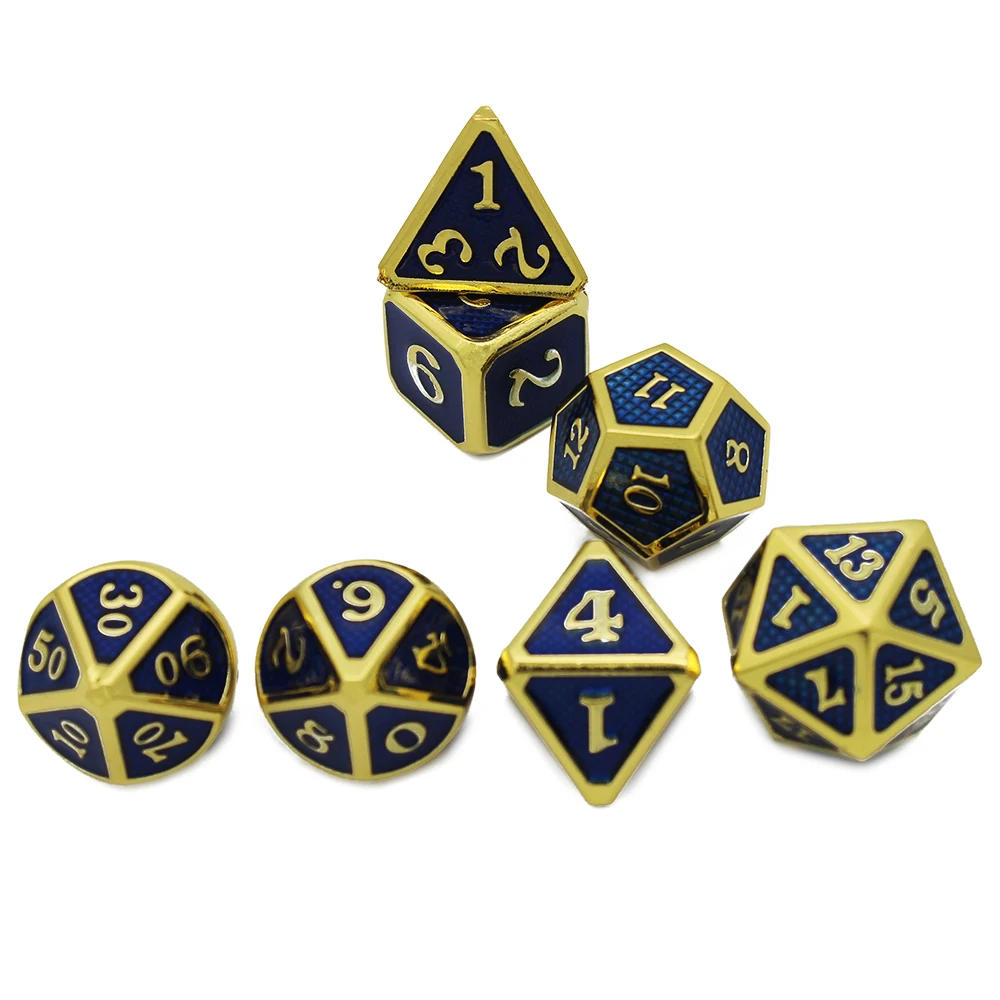 Кубики из многогранного металла цинкового сплава игральные кости Dnd 7 наборов D4 D6