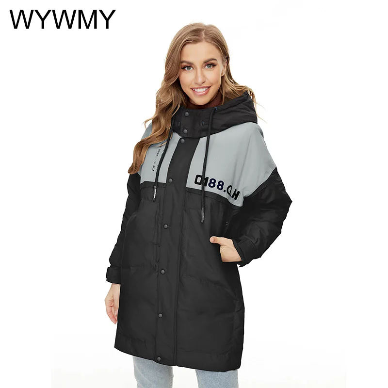 WYWMY Warm Parka Women Winter Jacket Thick Hooded Cotton Padded Coats Female Korean Loose Puffer Parkas Ladies Oversize Outwear