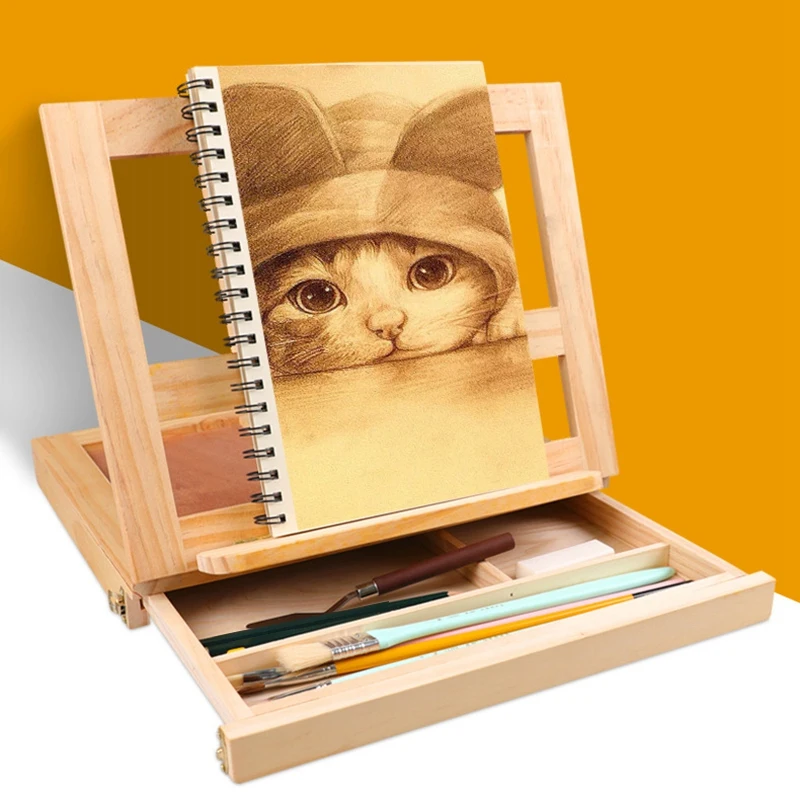 

Desktop Wood Table Easels for Painting Artist Kids Drawer Box Portable Desktop Laptop Accessories Suitcase Paint Hardware Art Su