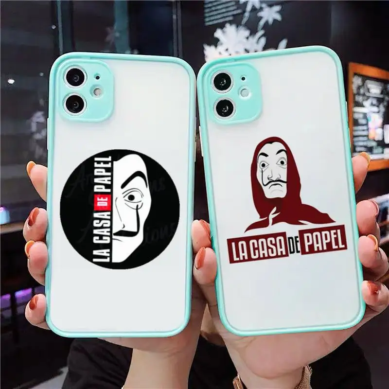 

Spain TV Money Heist House Paper Phone Case Matte Transparent for iPhone 7 8 11 12 s mini pro X XS XR MAX Plus cover funda