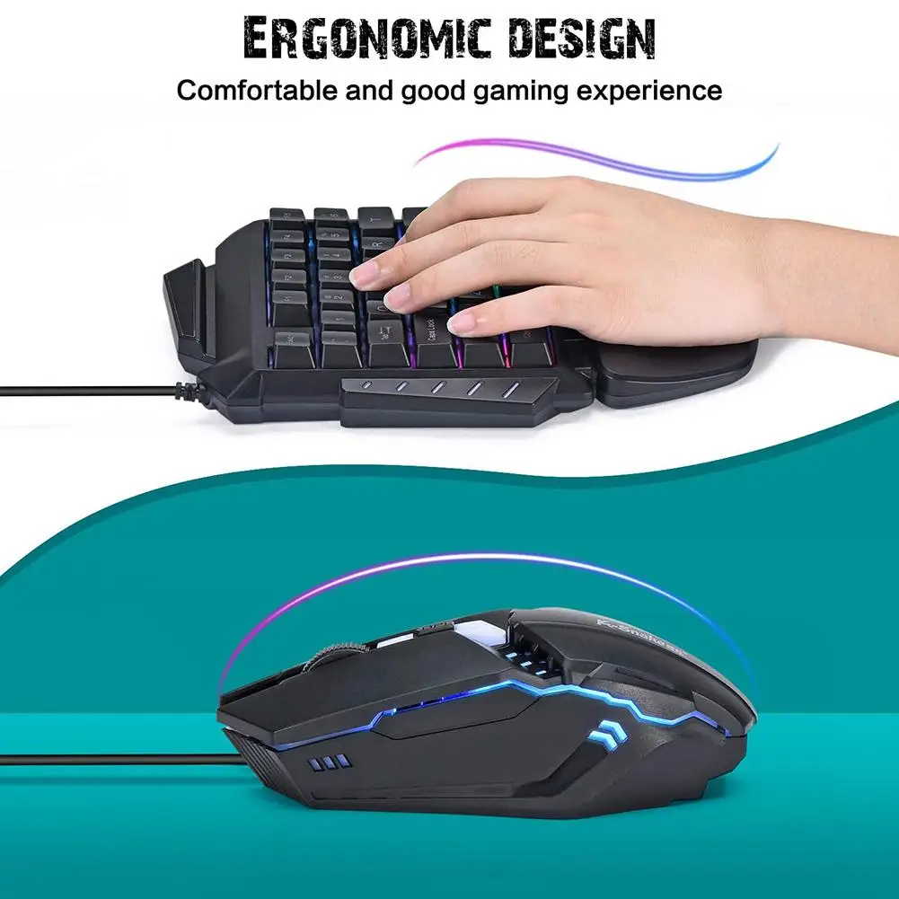 

One-handed Keyboard Mouse 3-in-1 Gaming Keyboard Set Ergonomic Wired USB Gaming Home Office Mobile Phone Keypad Keyboard