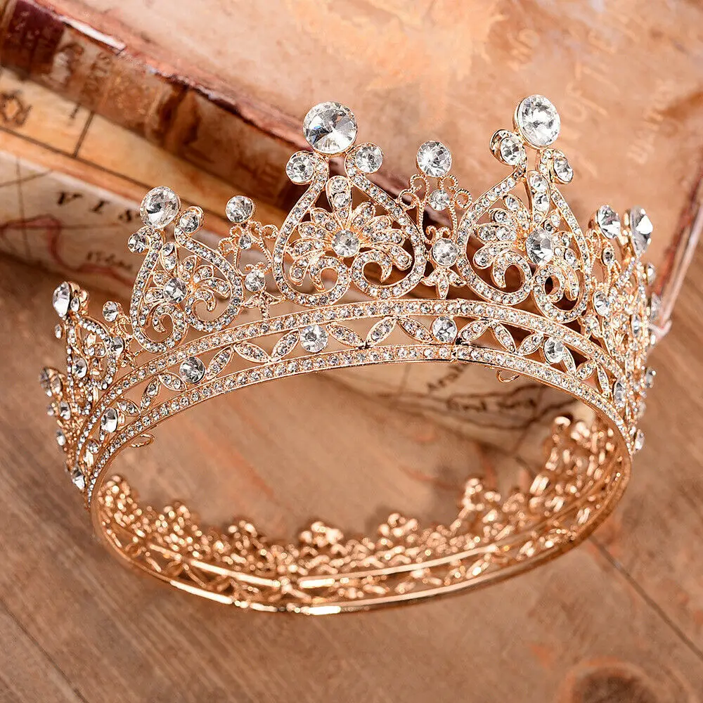 

Crystal Rhinestone Full Diadem Crown Bridal Tiara Queen Princess Birthday Head Accessories Piece Women Jewelry