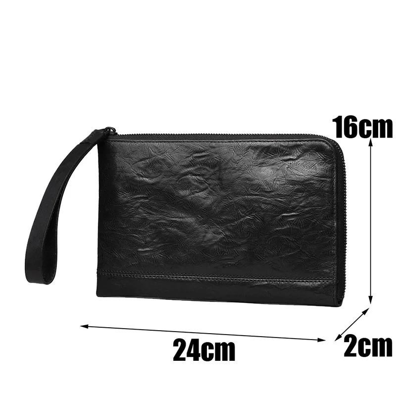 

AETOO Men's business casual handbag, leather simple personality leather handbag, men's trend zip perforated envelope bag