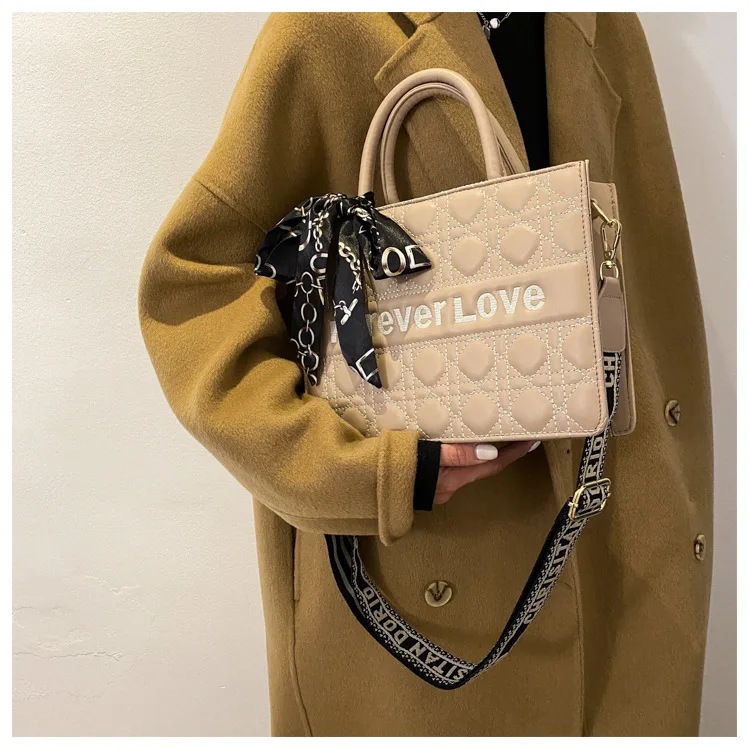 

Women's Shoulder Bag Plaid Letter Printing Bow Ribbon Luxury Leather Crossbody Handbags Wholesale 2021 New Fashion Female Bags