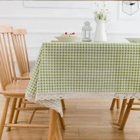 tablecloth rectangular 150cm plaid with lace classic linen table cloth for coffee dining korean style table cover simple elegant