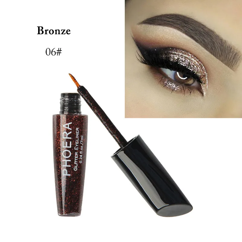 Подводка для глаз PHOERA TSLM1 с жидкими блестками Косметика макияжа водостойкая 10
