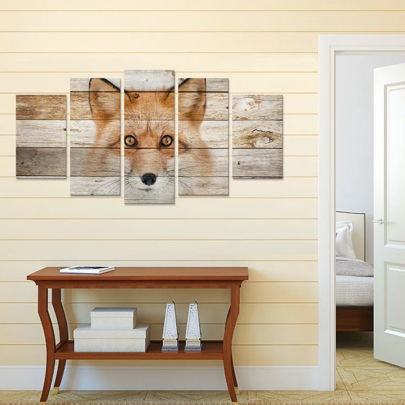 5 Панель сочетают в себе настенный Художественный Холст принты лисы головы