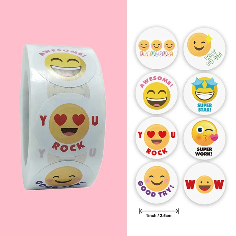 

50-500Pcs 1Inch Vintage-Smoji Sticker For Kids Handmade Round Christmas Card Box Wrapping Label Sealing Sticker Decor Stationery