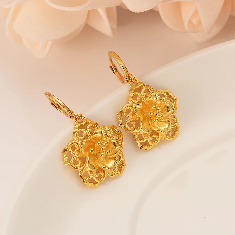 Украшения Gold Charms Jewelry с прекрасными подвесками в форме цветов для женщин - серьги-капельки brincos. Винтажный стиль для девочек, детей и взрослых. Рождественский подарок, украшение для тела.