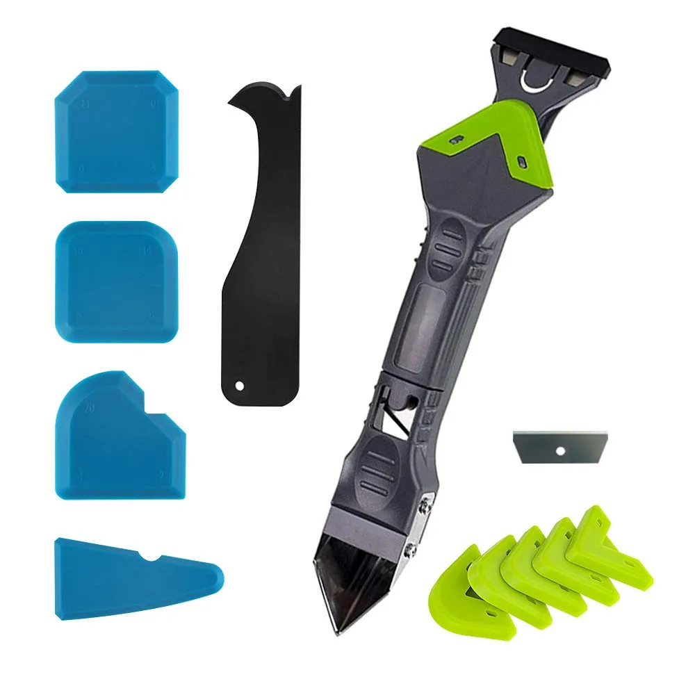 

5 In 1 Silicone Remover Caulk Finisher Sealant Smooth Scraper Grout Kit Tools with Seam Tape Plastic Hand Tools Set Accessories