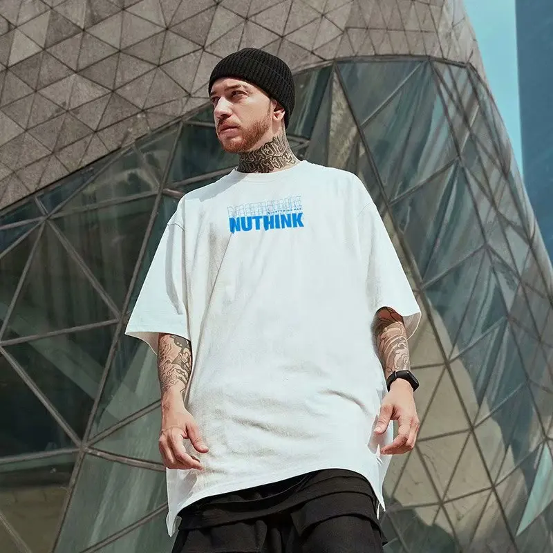 

Large Size Graphic T-shirt Summer Men's College Style Cotton T-shirt Comfortable Round Neck Short-sleeved High Street Shirt