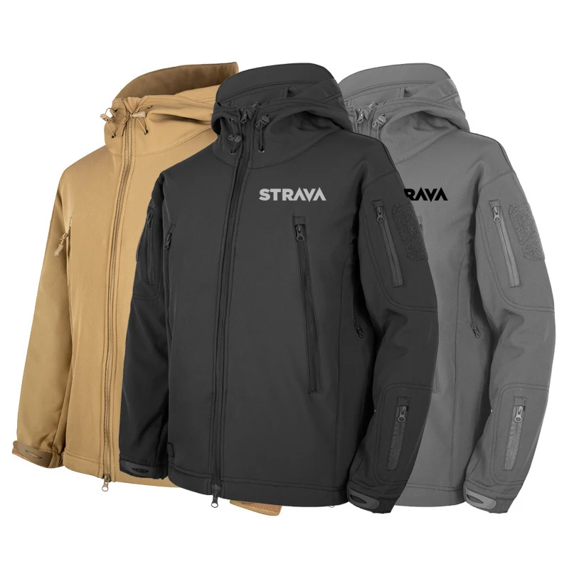 

STRAVA Winter Windproof Waterproof Mens Cycling Clothing Warm Polar Fleece Tactical Soft Shell Outdoor Sports Riding Jackets