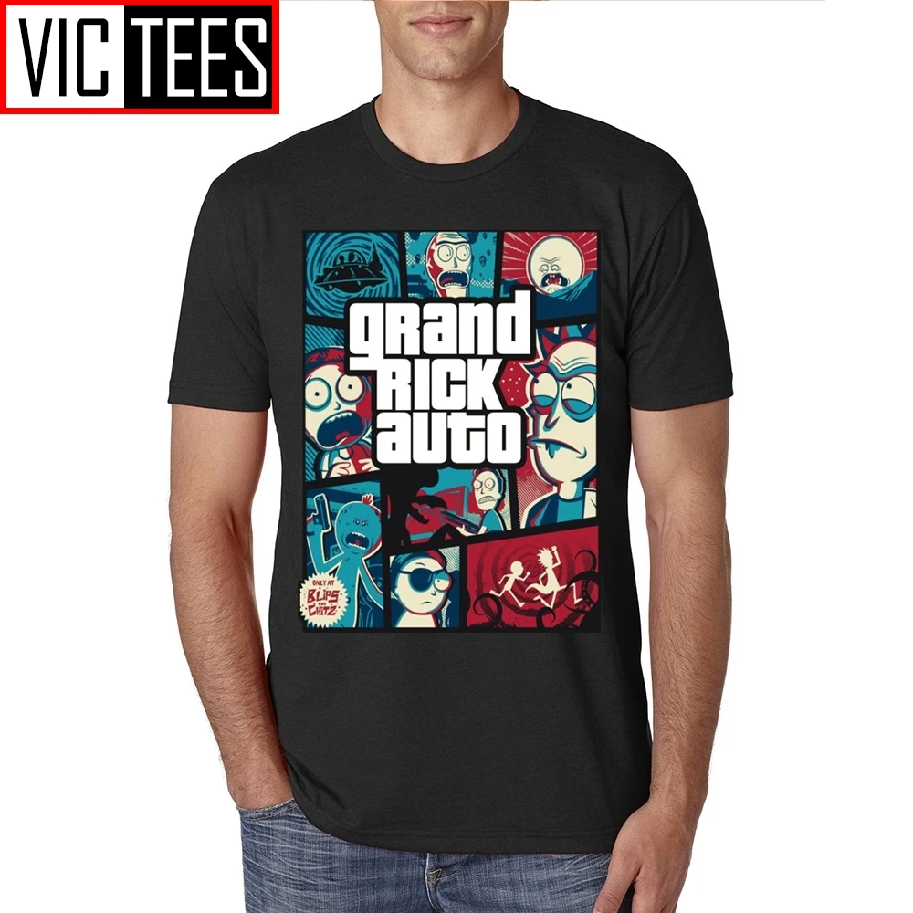 Мужская футболка в стиле Рик и Морти GTA 5, розовая футболка из хлопка, винтажные футболки с круглым воротником и принтом