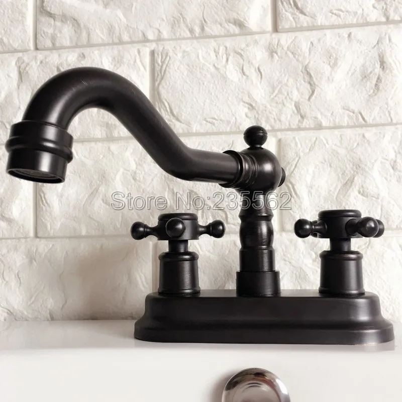 

Black Oil Rubbed Bronze Double Handle 4" Centerset 2 Holes Bathroom Basin Sink Faucet Mixer Tap Lhg075