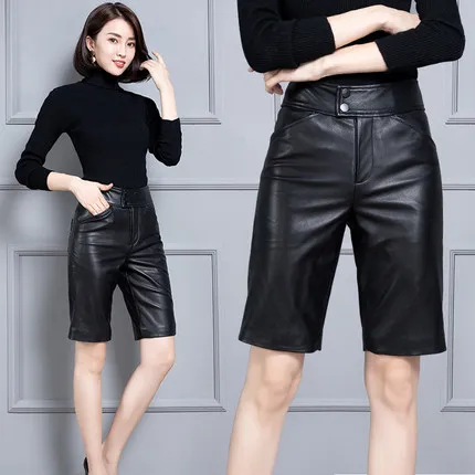 MEWE Women New Real Genuine Sheep Leather Shorts 20KS61
