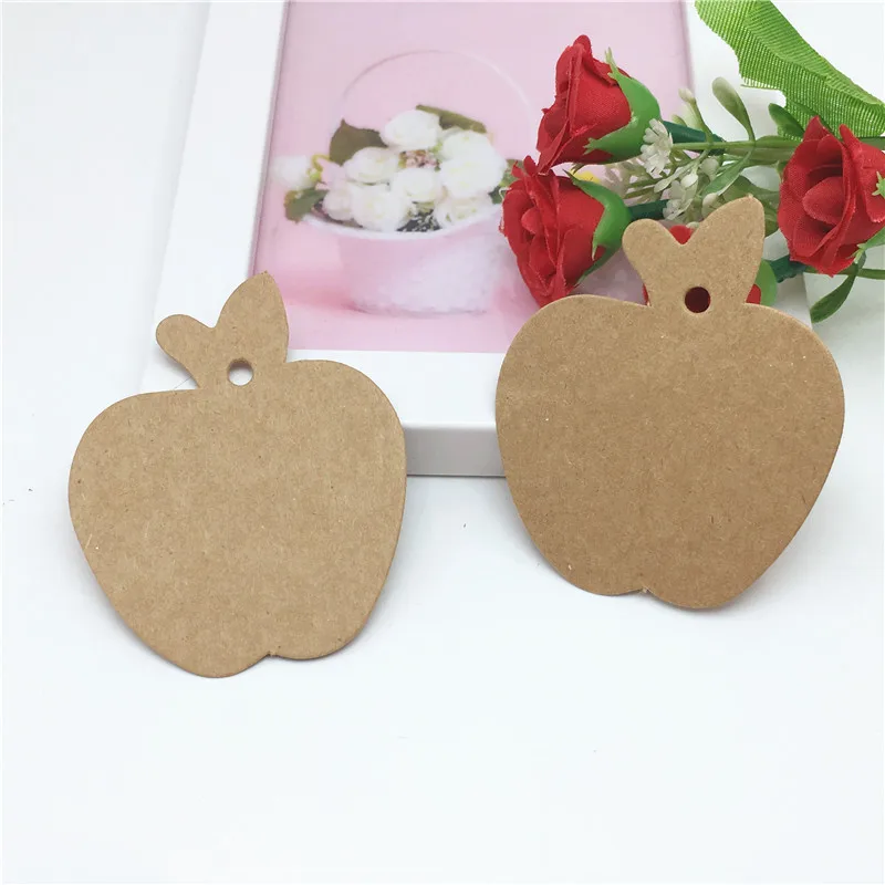 50 шт./партия упаковочные этикетки в форме яблока бумажные карты натуральный