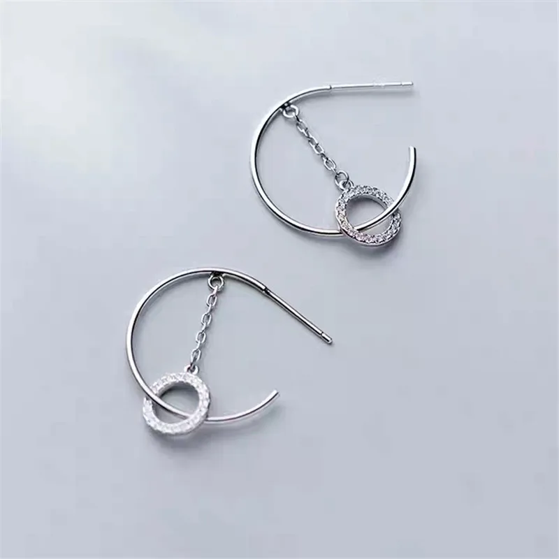 

Серьги-гвоздики женские круглые из 925 стерлингового серебра серебряный пирсинг пробы с кристаллами